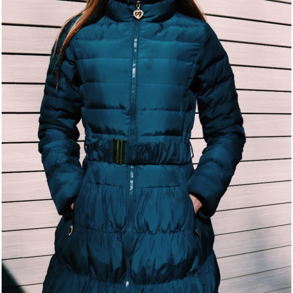 Betsey Johnson Below the Knee Blue Puffy Jacket